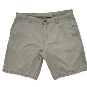 TORI RICHARD Khaki Muslin Check Shorts 100% Cotton Size 42 Mens Mid-length Tan